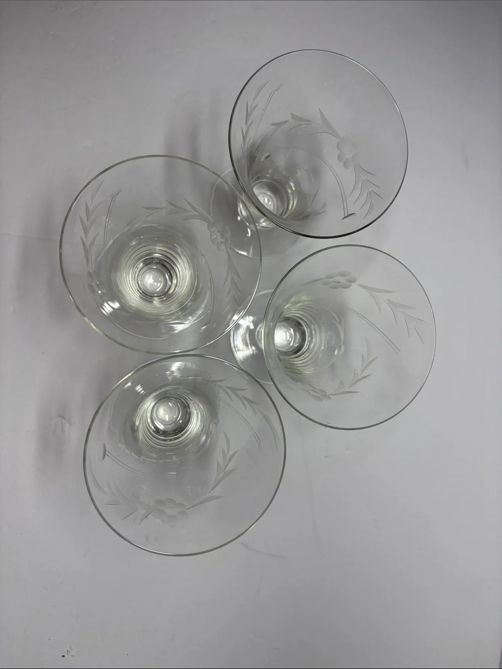 Clear Etched Glasses Set of 4